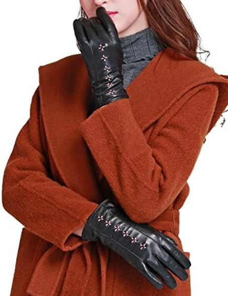 Yiseven Guantes De Piel De Cordero De Invierno Para Mujer, 0