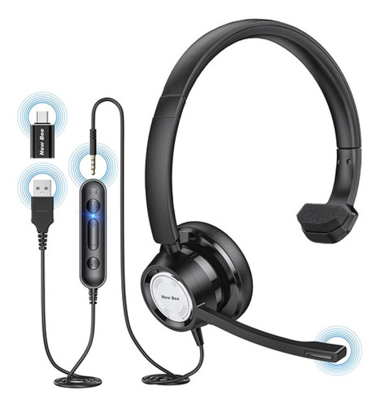 Nuevo Auricular Usb Bee Con Micrófono Para Auriculares De Co 0