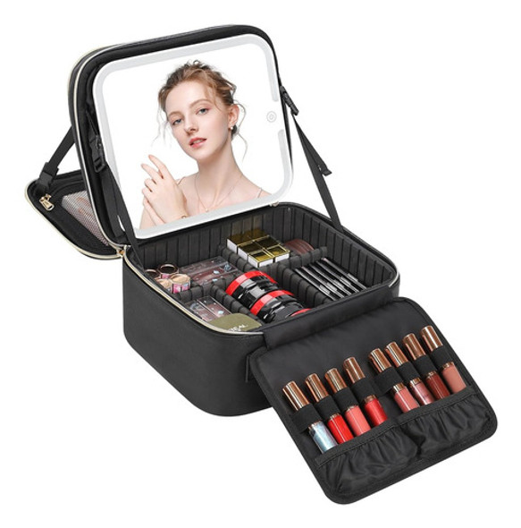 Bolso De Maquillaje Portátil Con Espejo Led Negro Pequeño 0 Bolso De Maquillaje Portátil Con Espejo Led Negro Pequeño 0