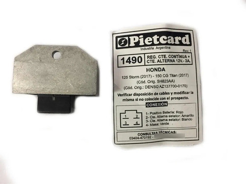 Regulador Voltaje Pietcard 1490 New Titan 150 Storm 125 2017 0