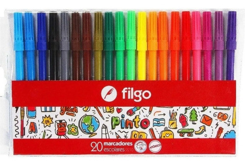 Marcador Filgo Pinto 2210 Caja  X20 Colores Lavables Escolar 0