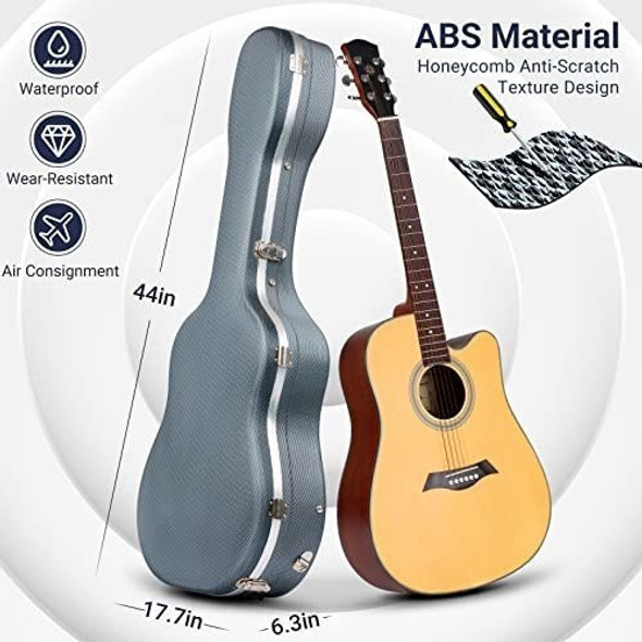 Funda Rigida Para Guitarra Acustica Resistente Al Agua, Azul 1