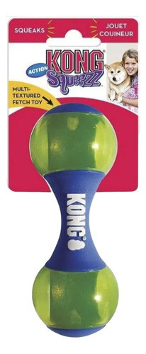 Juguete Para Perro Kong Squeezz Action Dumbbel Blue Medium 0