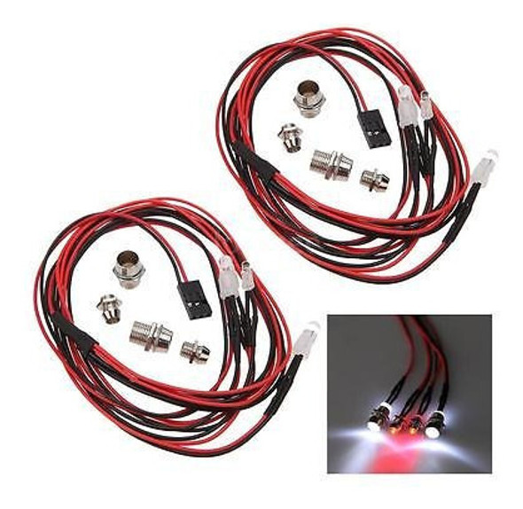 2 Juegos 1/10 1/8 4 Led Luz Conjunto Faro Luz Trasera Para H 1