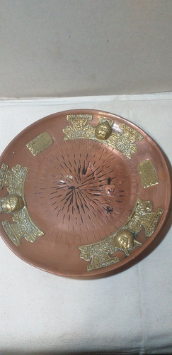 Antiguo Plato De Cobre Aprox 20cm Origen Italia Precioso 0
