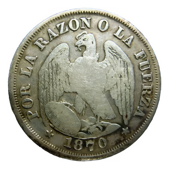 Chile Antigua 20 Cents De Plata Año 1870 Muy Bien Vea Fotos. 0