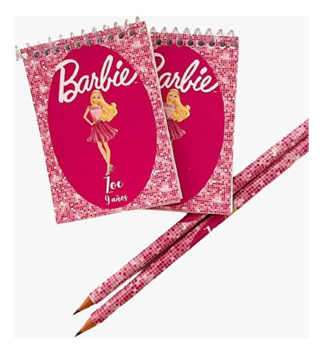 Anotadores Mas Lapiz Personalizados Barbie Souvenirs X10 0