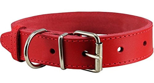 Collar De Perro De Cuero Genuino Rojo 7 Tamaños 0