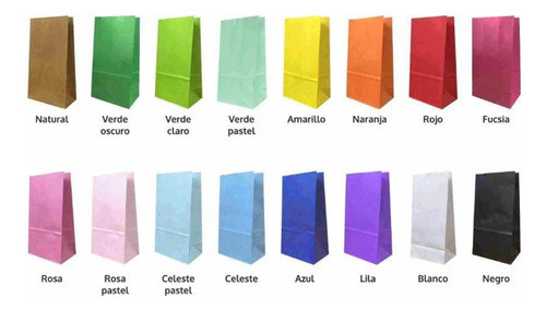 100 Bolsitas Fb3 Colores Lisos 12x25x8 Bolsa Golosinera 1
