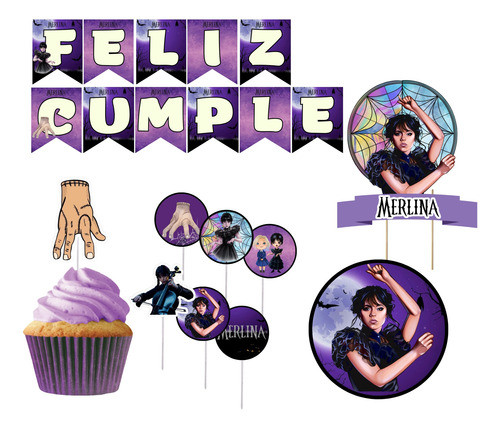 Kit Combo Decoracion Cumpleaños Merlina Wednesday - Marvez 0