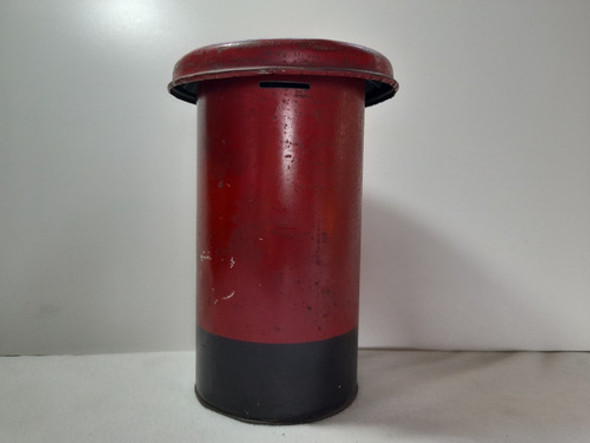 Antigua Alcancia De Chapa Buzon Negro Y Rojo 0