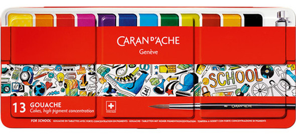 Acuarelas Gouache Caran D'ache Pastilla X 13 Caja Metalica 1