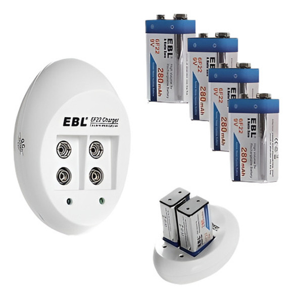 4 X 9v Ni-mh Batería Recargable + Cargador De 9v 6f22 Li-ion 0 4 X 9v Ni-mh Batería Recargable + Cargador De 9v 6f22 Li-ion 0