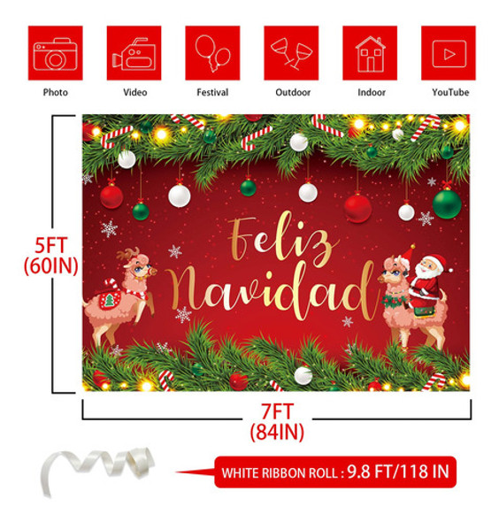 Telón De Fondo Woodbu Christmas Feliz Navidad, 2,1 X 1,5 M, 1