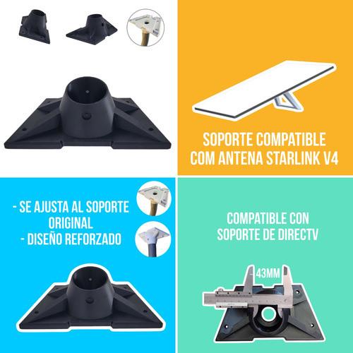 Soporte Adaptador Antena Starlink V4 A Base Directv 1