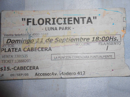 Entrada A Floricienta Antiquisima De Coleccion !! 0