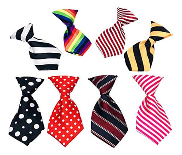Pet Show 8pcs Dot Stripe Small Dogs Collar Encantos Corbatas 0