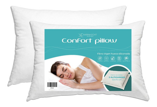 Combo 2 Almohadas Fibra Siliconada 50x70 Mullidas Comodas 0