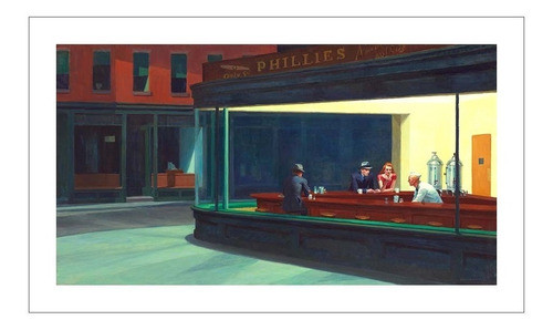 Lamina Fine Art Nighthawks Edward Hopper 100x55 Cm Myc Arte 0