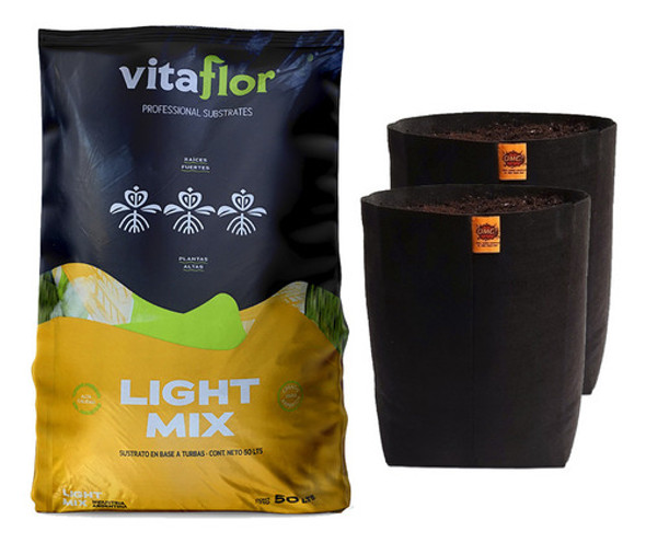 Sustrato Vitaflor Lightmix 50lt Con Maceta Tela Omg 25lt 2u 0