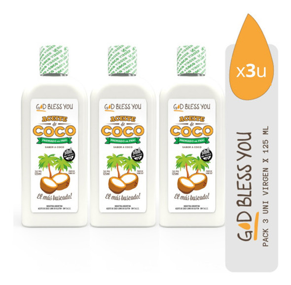Aceite De Coco God Bless You - Neutro/rbd 125ml Pack X3uni 0 Aceite De Coco God Bless You - Neutro/rbd 125ml Pack X3uni 0
