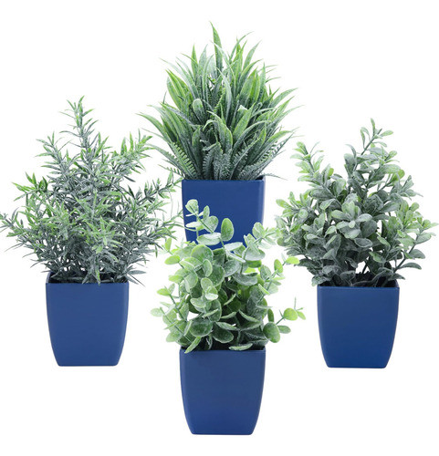 Flor Verano Juego 4 Plantas Falsas Maceta, Pequeña Planta 0