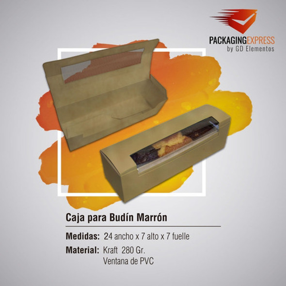 Caja Para Budines Postres Macarrons Con Visor Kraft Pack X50 1
