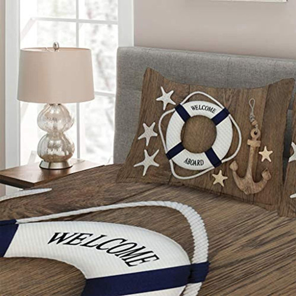 Lunarable Anchor Coverlet Set Queen Size, Lifebuoy Anchor St 1 Lunarable Anchor Coverlet Set Queen Size, Lifebuoy Anchor St 1