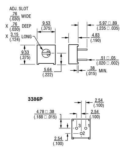 5 Preset Trimpot Cermet Horizontal 3386p-254 Bourns 250k 1