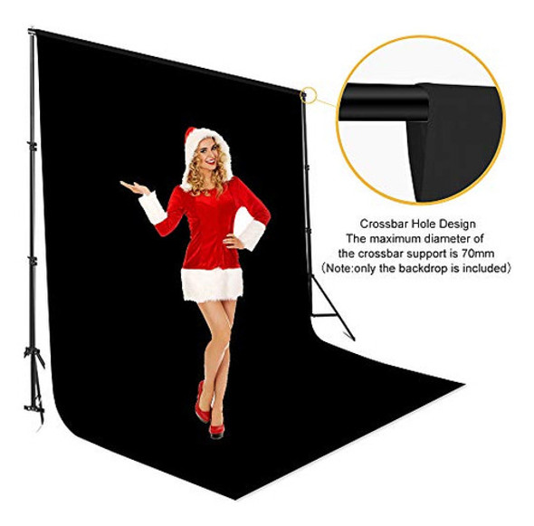 Telón De Fondo Negro De 10 X 12 Pies, Tela De Poliéster Chro 1