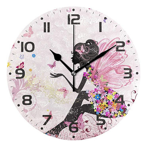 Jumbear - Reloj De Pared Con Mariposas, Silencioso, Redondo. 0