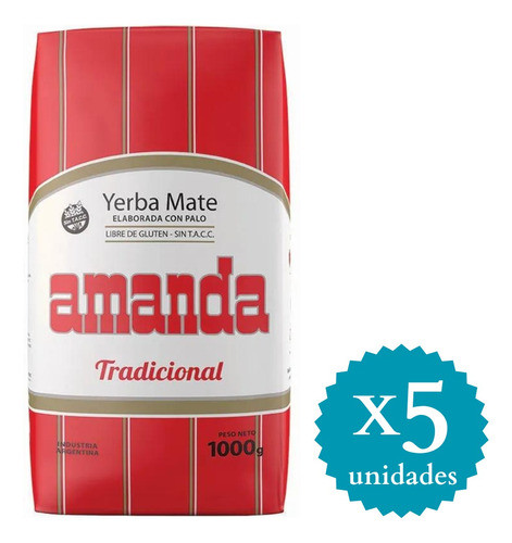Pack Yerba Mate Amanda Tradicional 1000g X 5 Unid - Ma 1