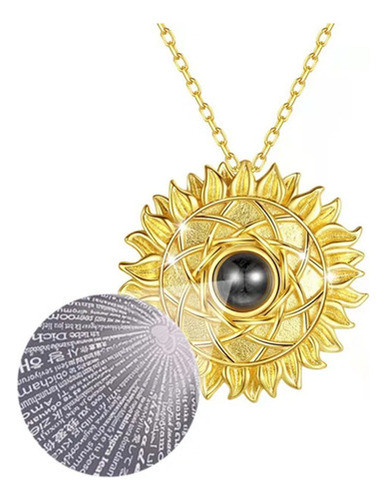 Collar De Mujer Con Dije De Girasol Te Amo En 100 Idiomas 0