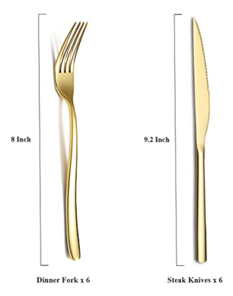 Juego De Cuchillos Dorados De 12 Piezas, Acero 1