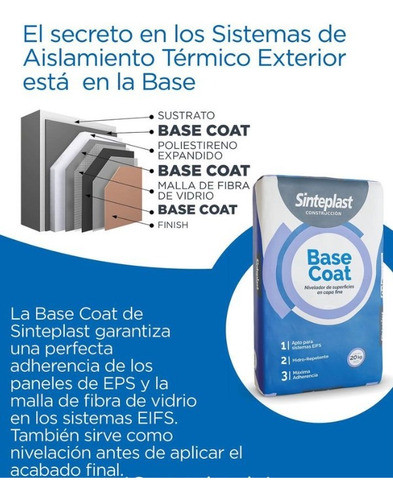 Base Coat X 25 Kg Mortero Nivelador Capa Fina Sinteplast 1