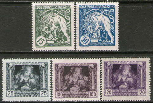 Checoslovaquia Serie X5 Sellos Nuevos Independencia Año 1919 0