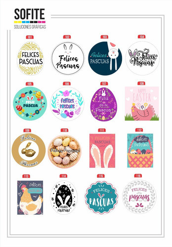 Felices Pascuas, Stickers 4x4cm Por 100 Unidades 0