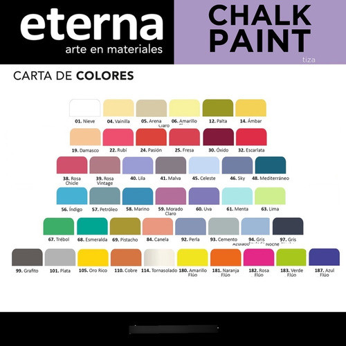 Pintura Chalk Paint Eterna 200 Ml Colores Varios X 16 U 1