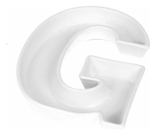 Plato Decorativo Ceramica Blanca Letra G 0