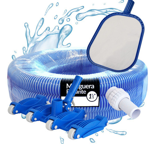 Kit Vulcano Limpieza Pileta: Manguera 6m + Limpiafondo + Acc 0