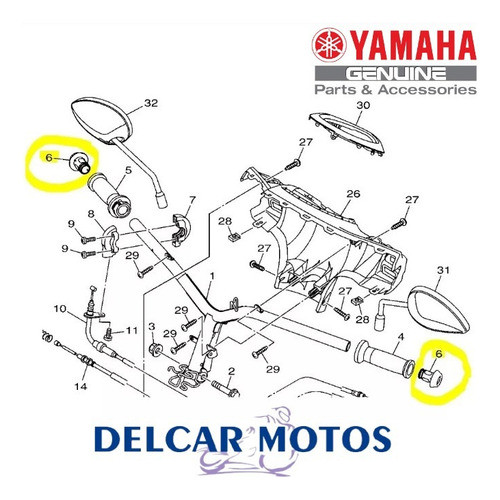 Contrapeso Puntero Manillar Yamaha Ray 125 Zr Delcar ® 1