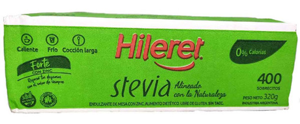 Pack X6 Edulcorante Hileret Stevia 400 Sobres 0