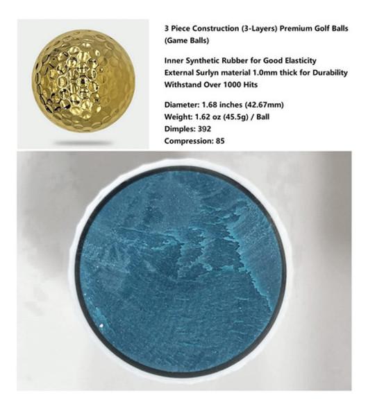 Aolowewin Pelotas Golf Doradas Galvanizadas, Pelotas Golf Y 1