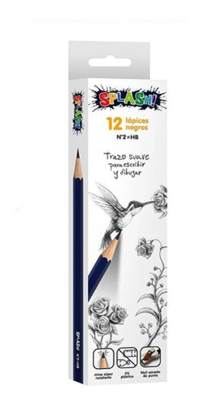 Lapiz Negro Grafito Hb Splash  X12 Unidades 0 Lapiz Negro Grafito Hb Splash  X12 Unidades 0