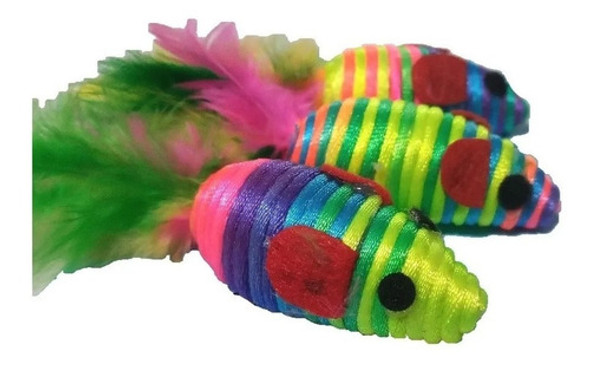 Juguete Raton Con Pluma Gatos Mascotas Siames 40% Off!! 1