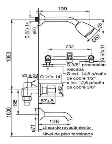 Juego Griferia Baño Fv Arizona Plus Ducha Bidet Lavatorio 1