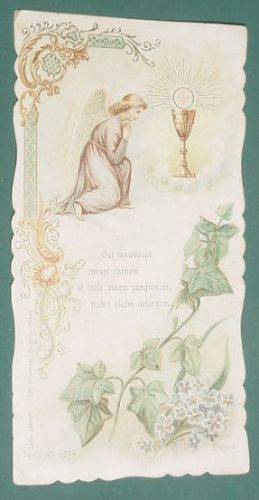 Religion Tarjeta Comunion Barelli Angel Con Caliz 1911 0