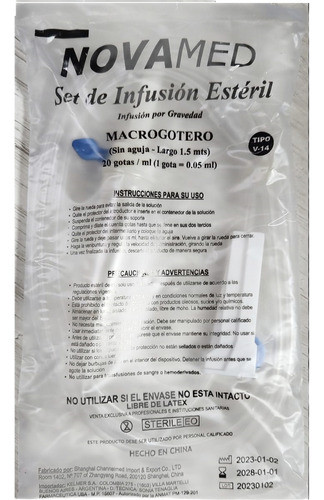 Set De Infusión Macrogotero T/ V14 Para Suero S/aguja X 5u. 1