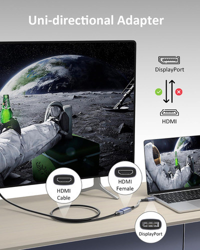 Adaptador Displayport 8k A Hdmi 2.1, 4k 120hz, 8k 60hz. 1