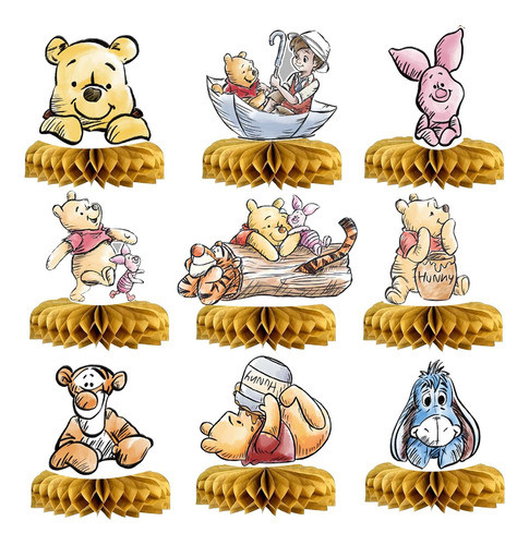 Centros De Mesa Winnie Para Fiestas De Cumpleaños, 9 Piezas 0